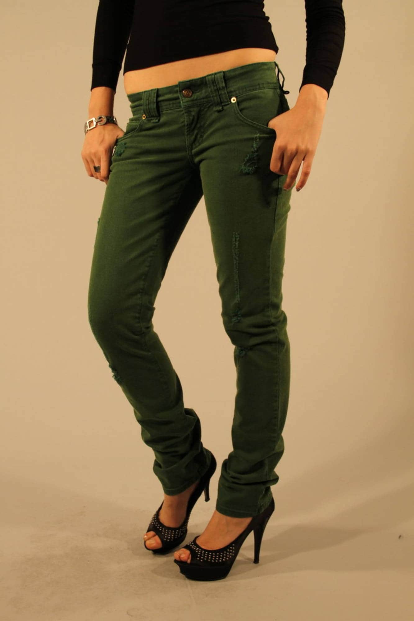 JOHN GALLIANO JEANS DENIM DAMEN GRÜN