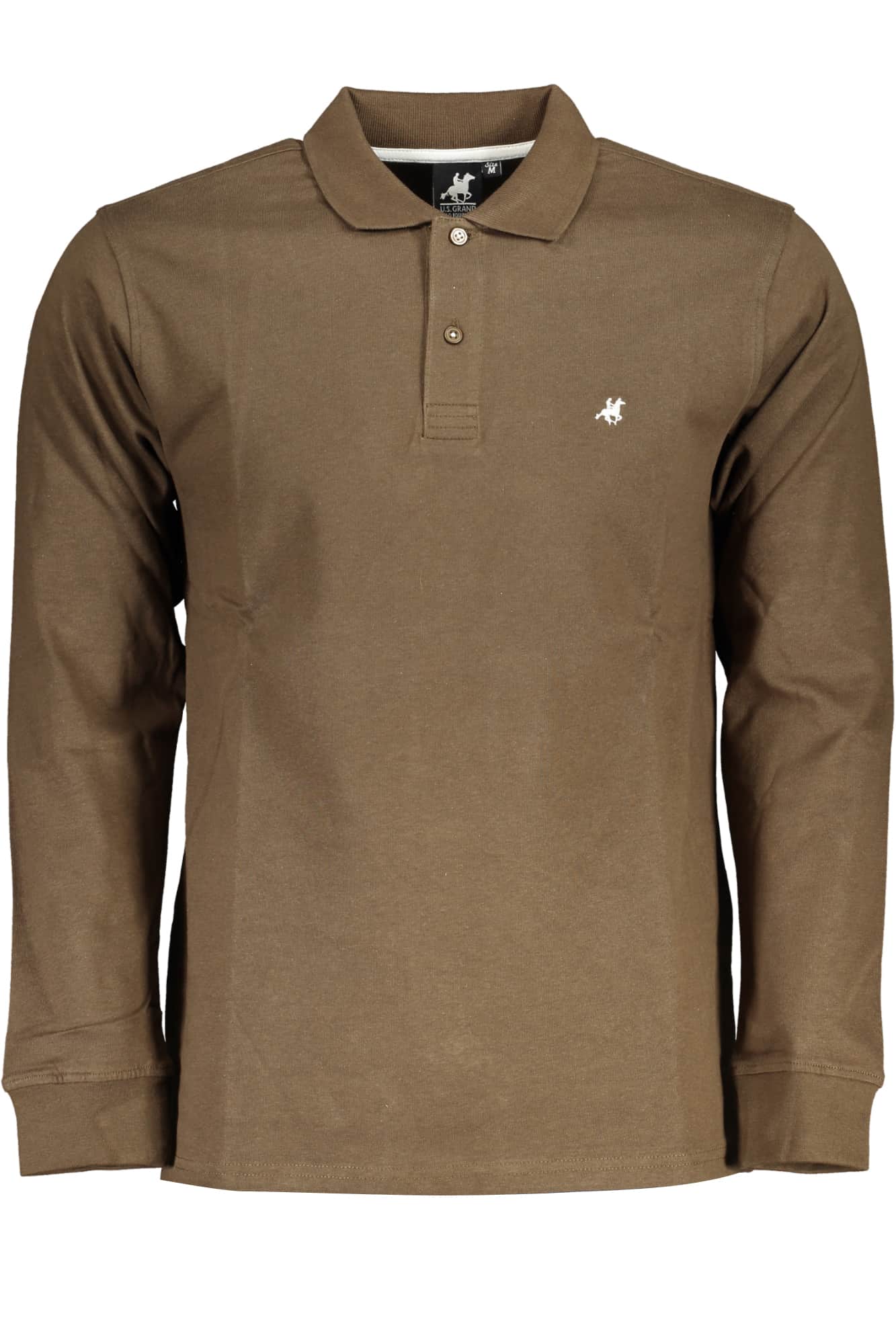US GRAND HERREN LANGARM POLOSHIRT BRAUN