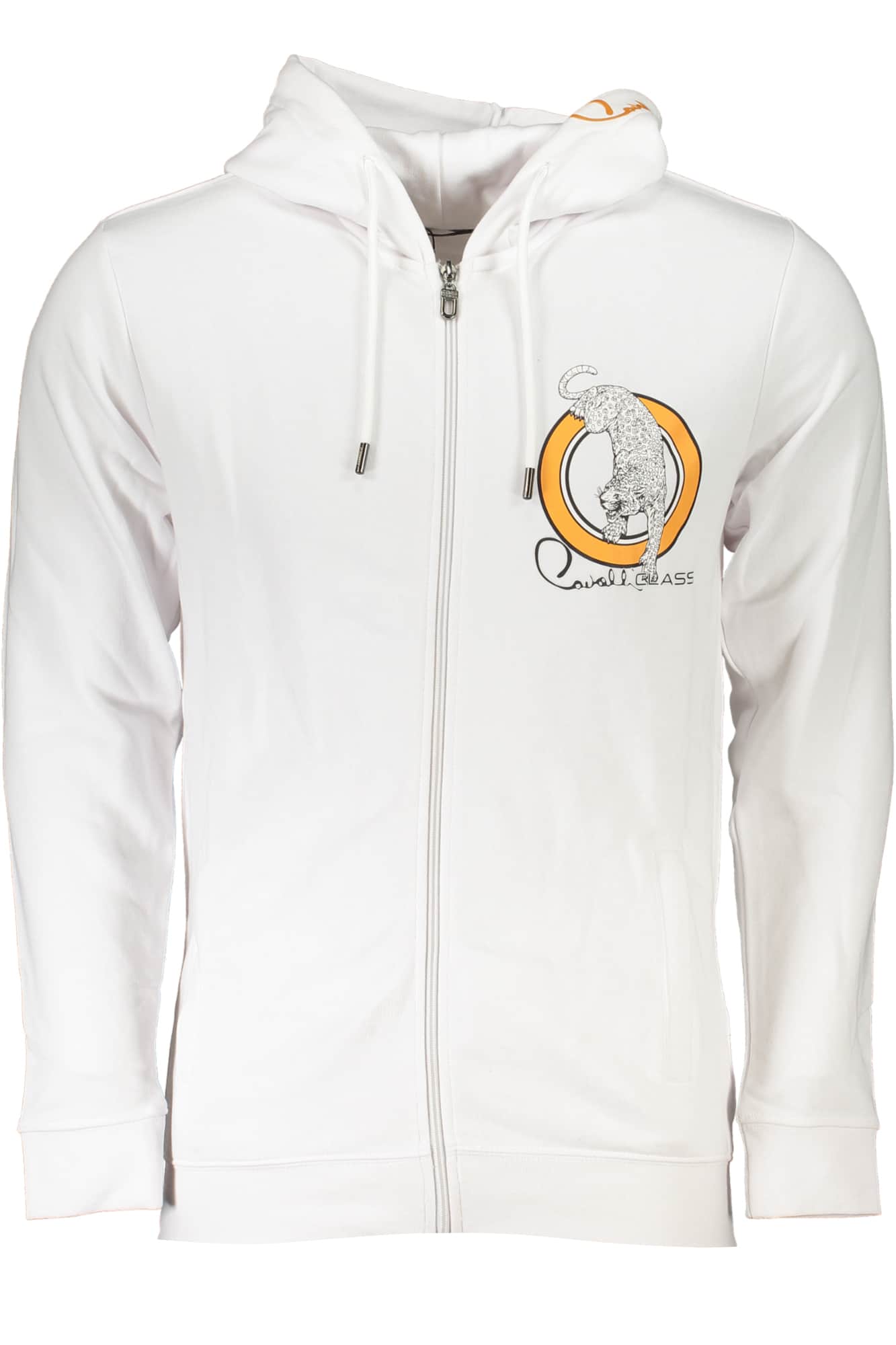 CAVALLI CLASS HERREN WEISS SWEATSHIRT MIT REISSVERSCHLUSS