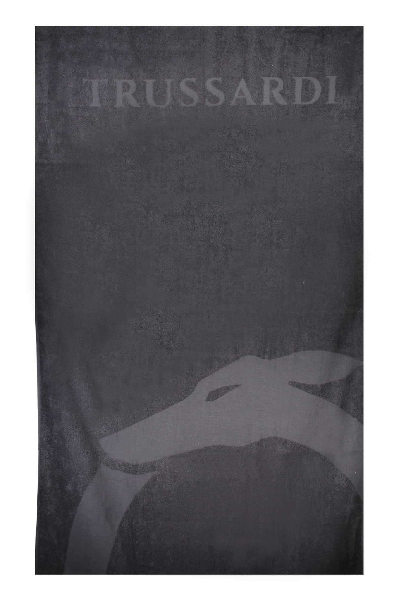 TRUSSARDI JEANS HERREN STRANDTUCH SCHWARZ