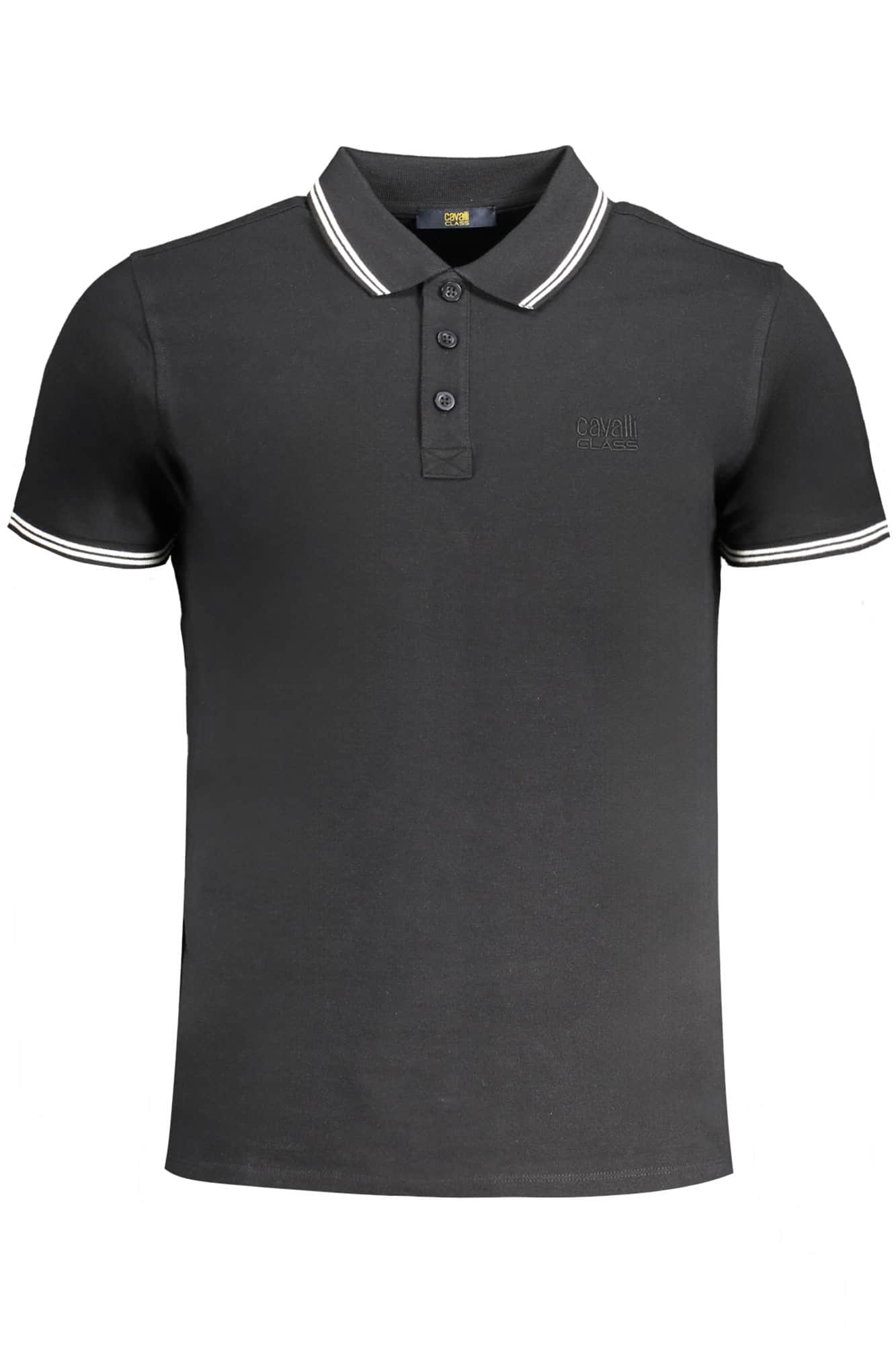 CAVALLI CLASS HERREN KURZARM POLOSHIRT SCHWARZ