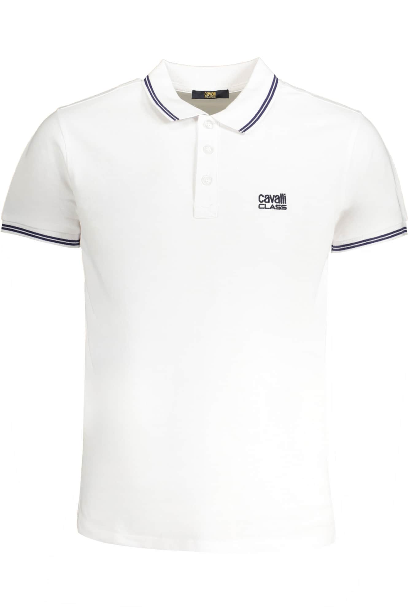 CAVALLI CLASS HERREN WEISS KURZARM POLOSHIRT