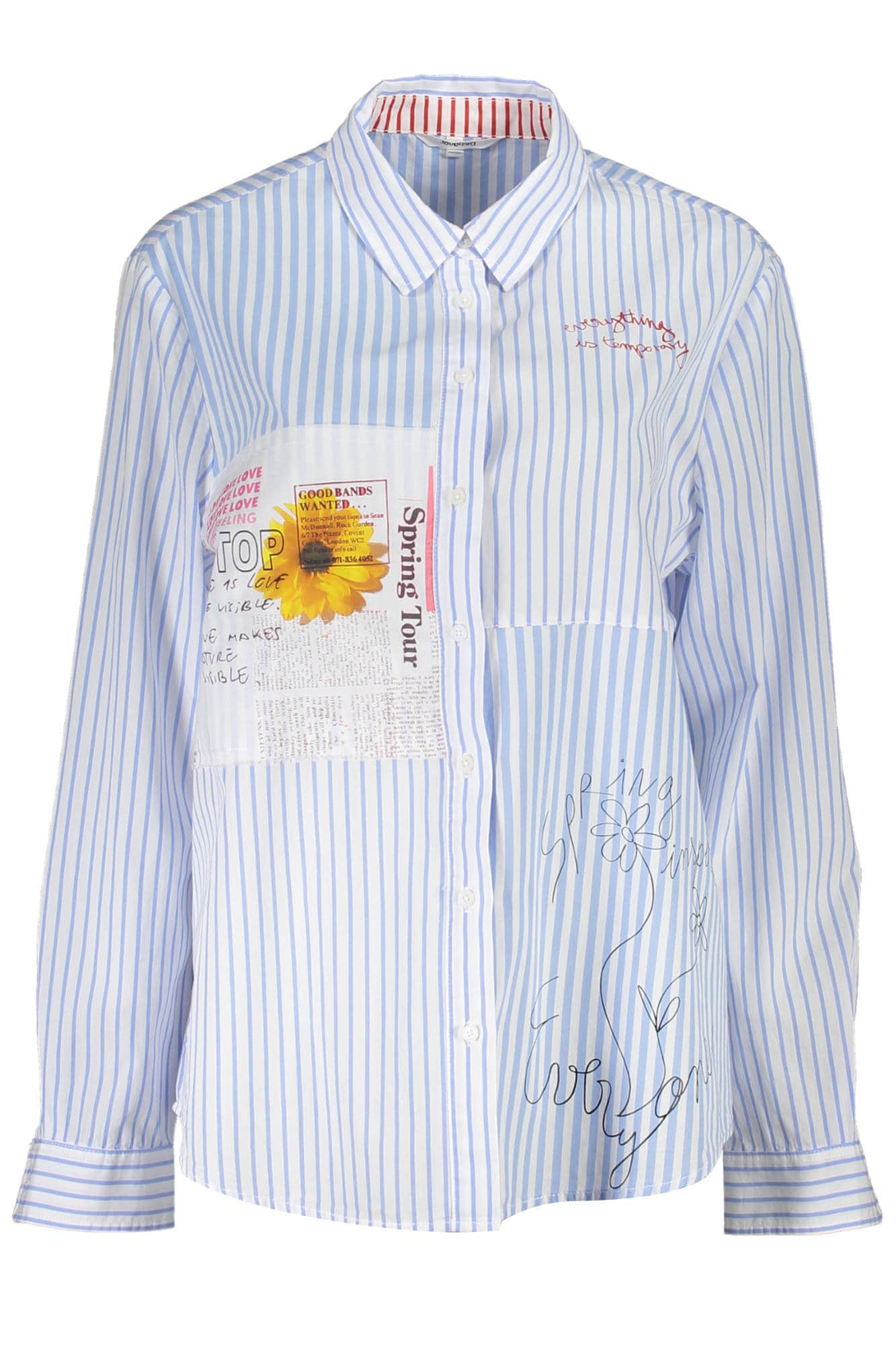 DESIGUAL LANGARM SHIRT DAMEN BLAU