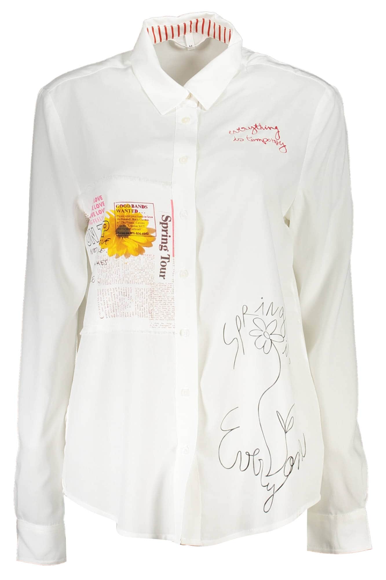 DESIGUAL LANGARM SHIRT DAMEN WEISS