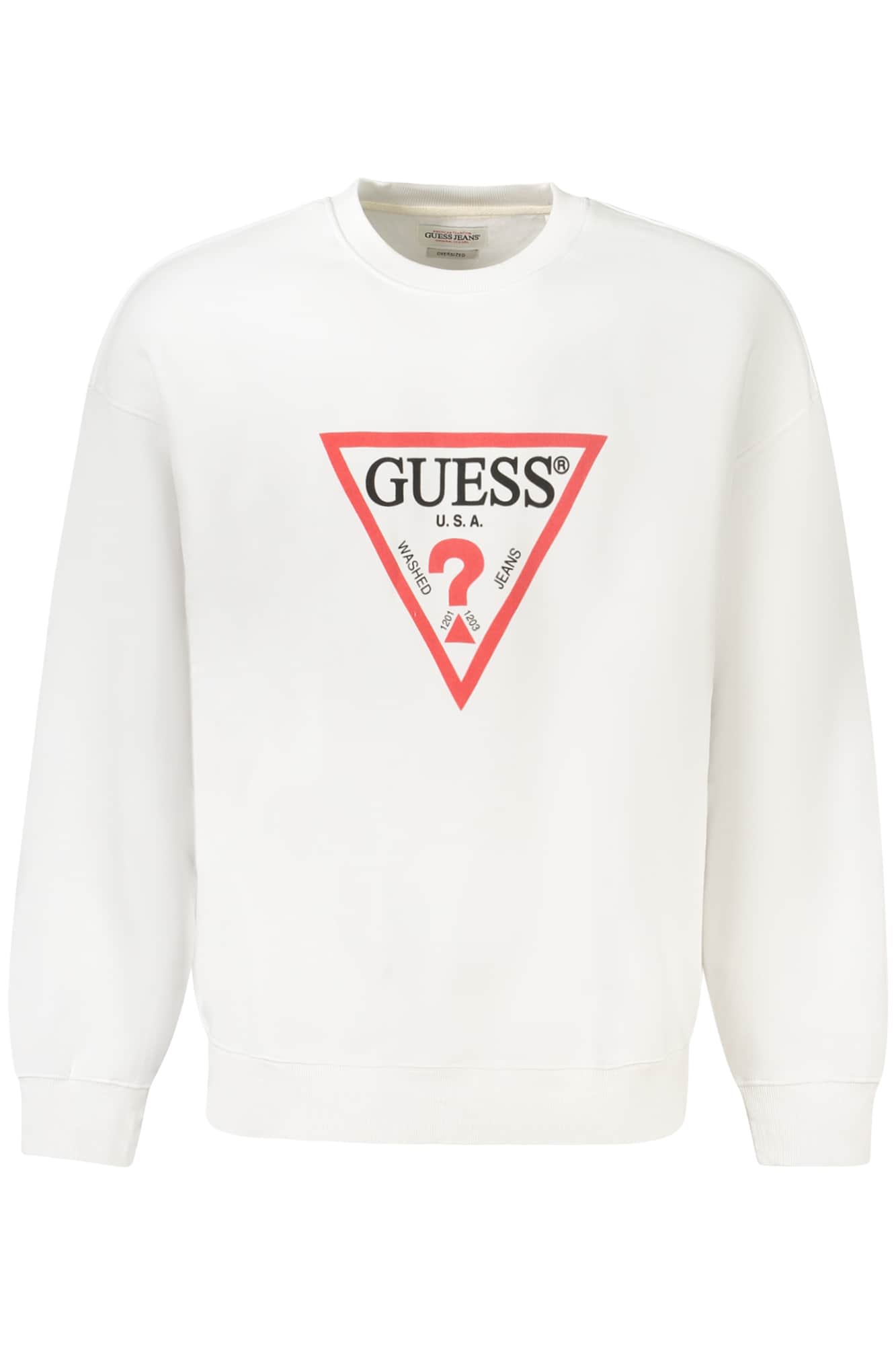 GUESS JEANS SWEATSHIRT OHNE REISSVERSCHLUSS HERREN WEISS