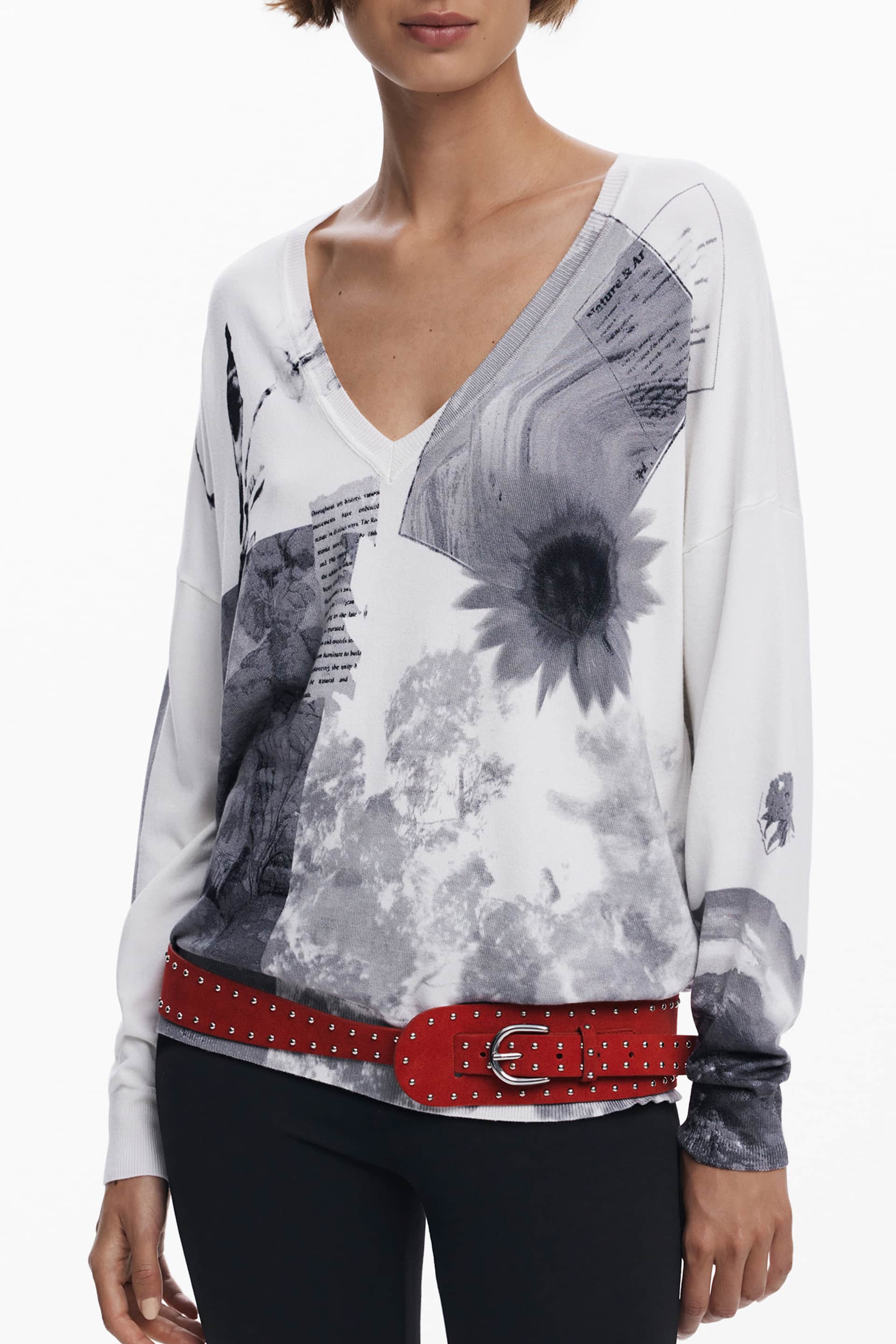 DESIGUAL DAMEN WEISS PULLOVER