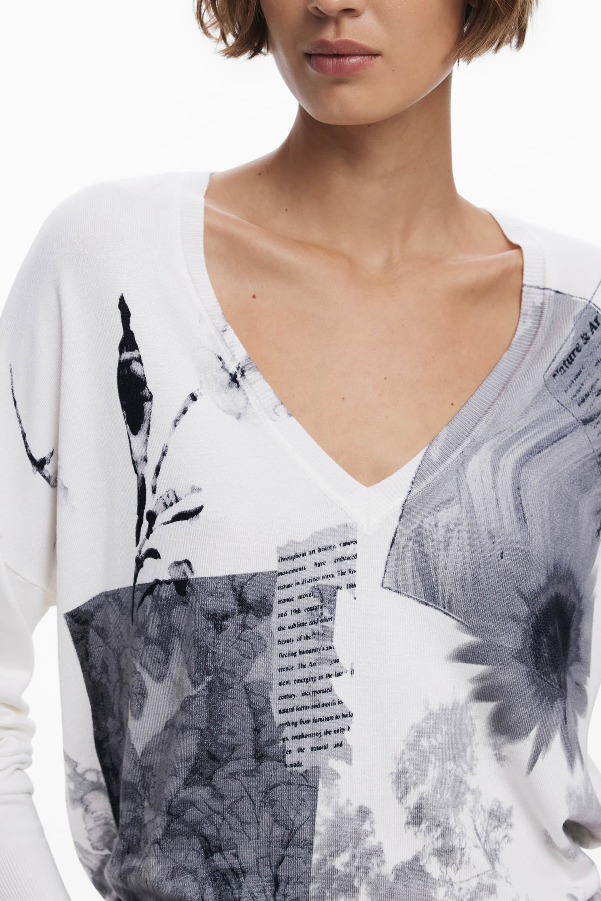 DESIGUAL DAMEN WEISS PULLOVER