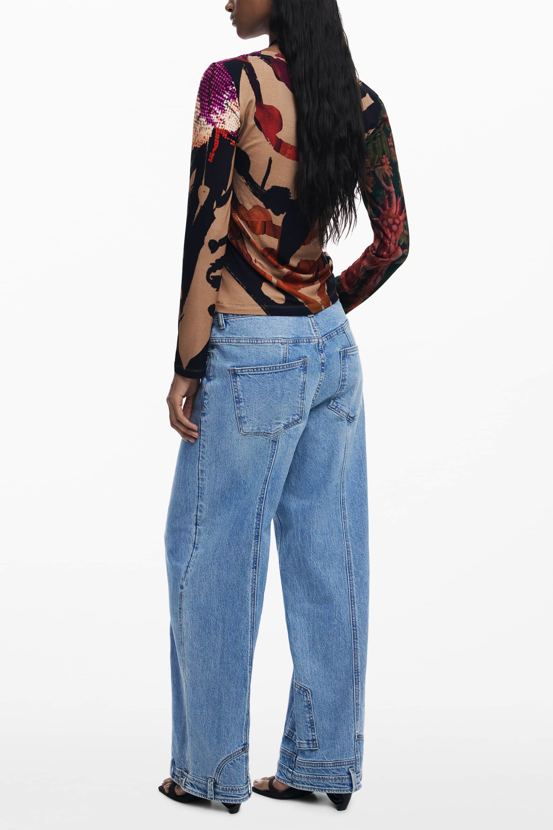 DESIGUAL DAMEN LANGARM T-SHIRT, BRAUN