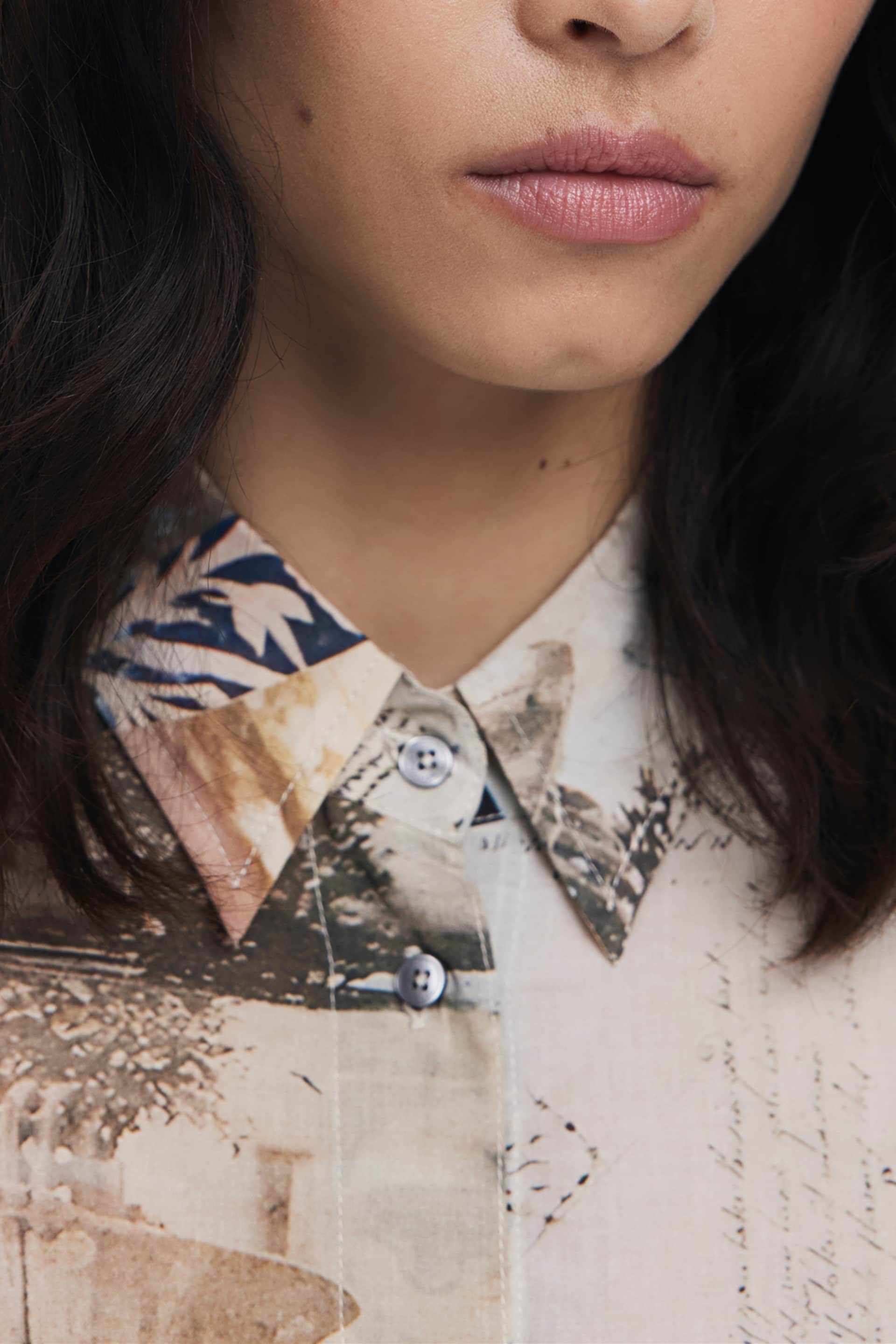 DESIGUAL DAMEN LANGARM SHIRT, BEIGE