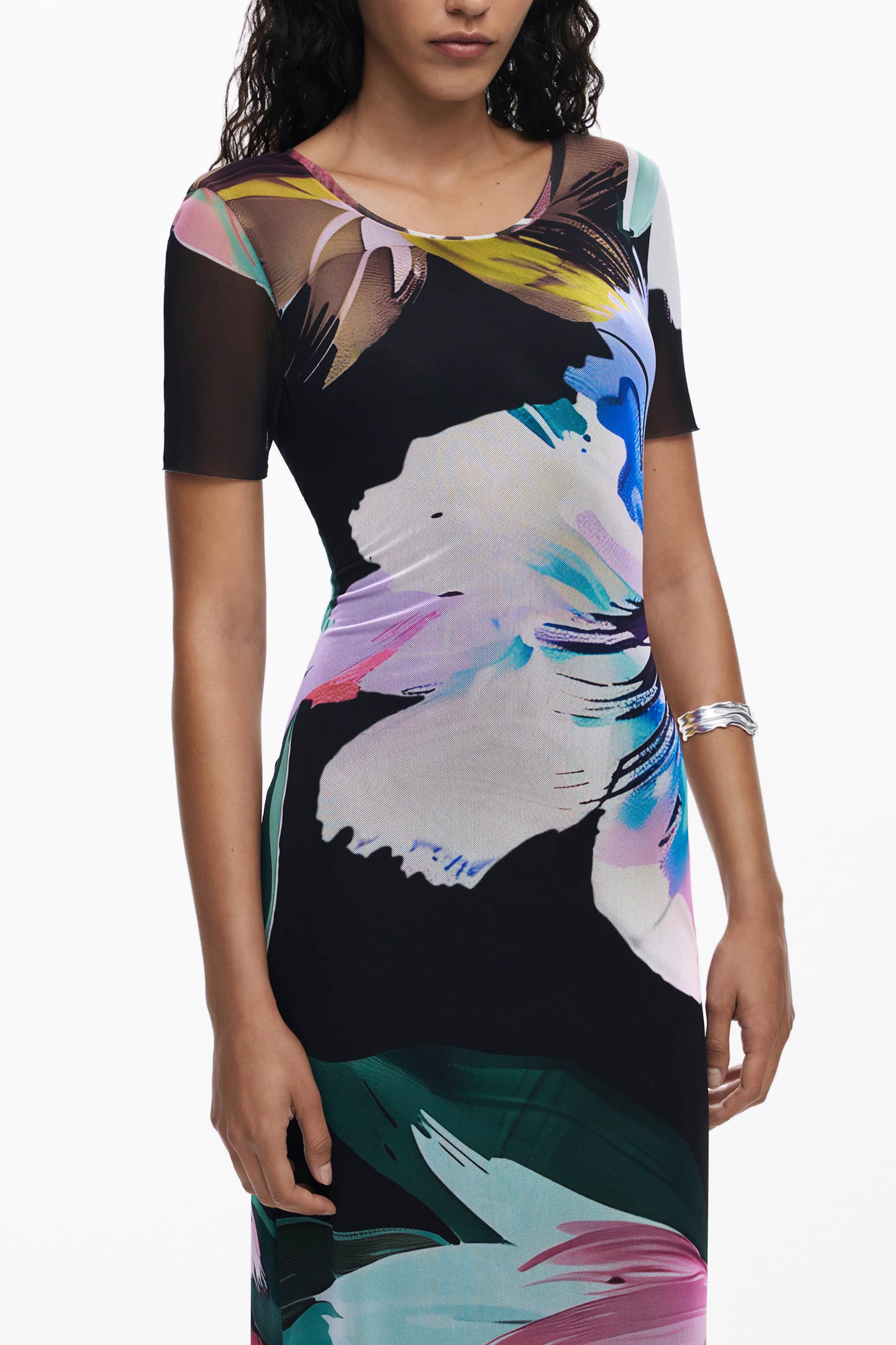 DESIGUAL DAMEN LANG SCHWARZ KLEID