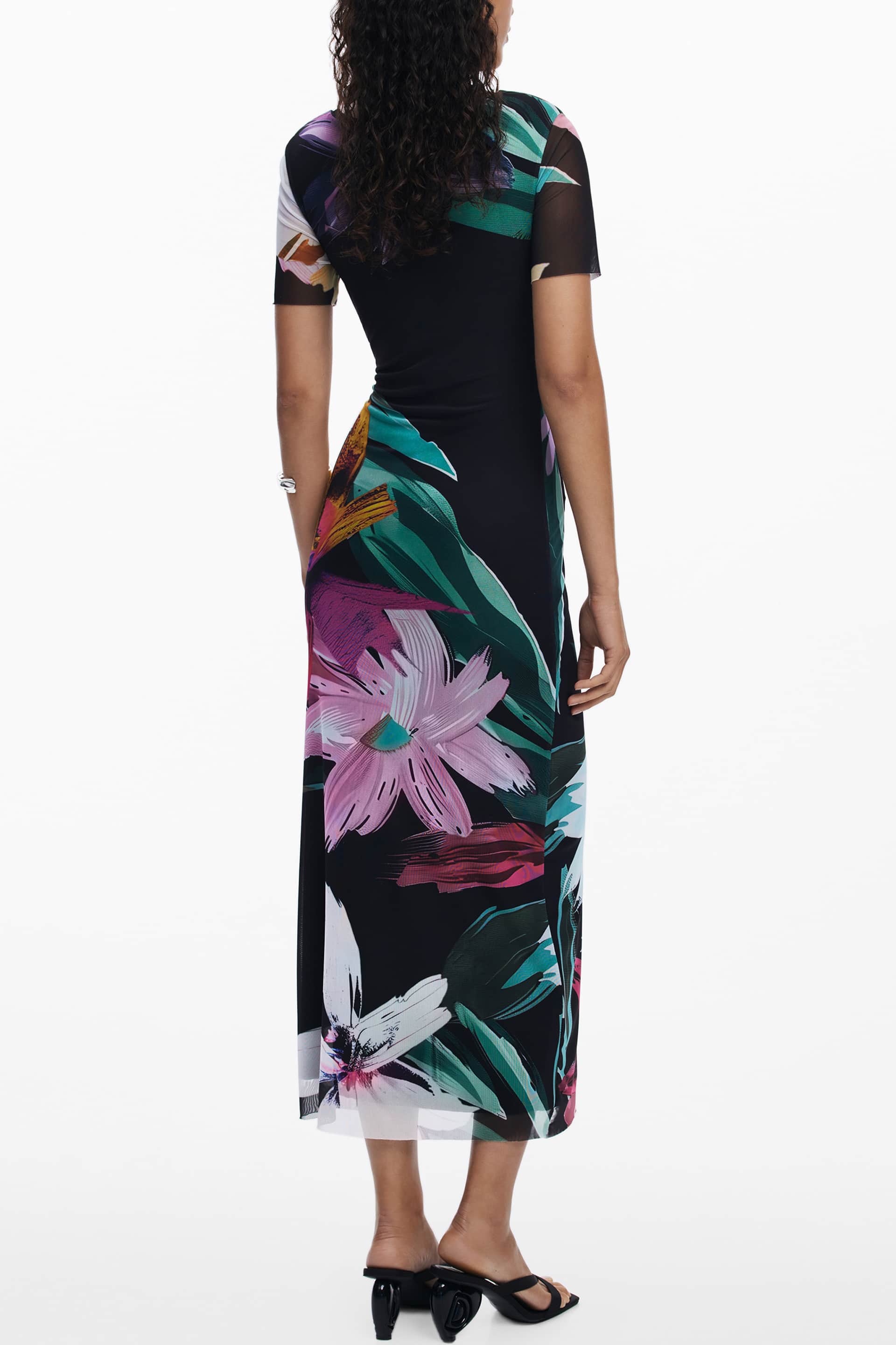 DESIGUAL DAMEN LANG SCHWARZ KLEID