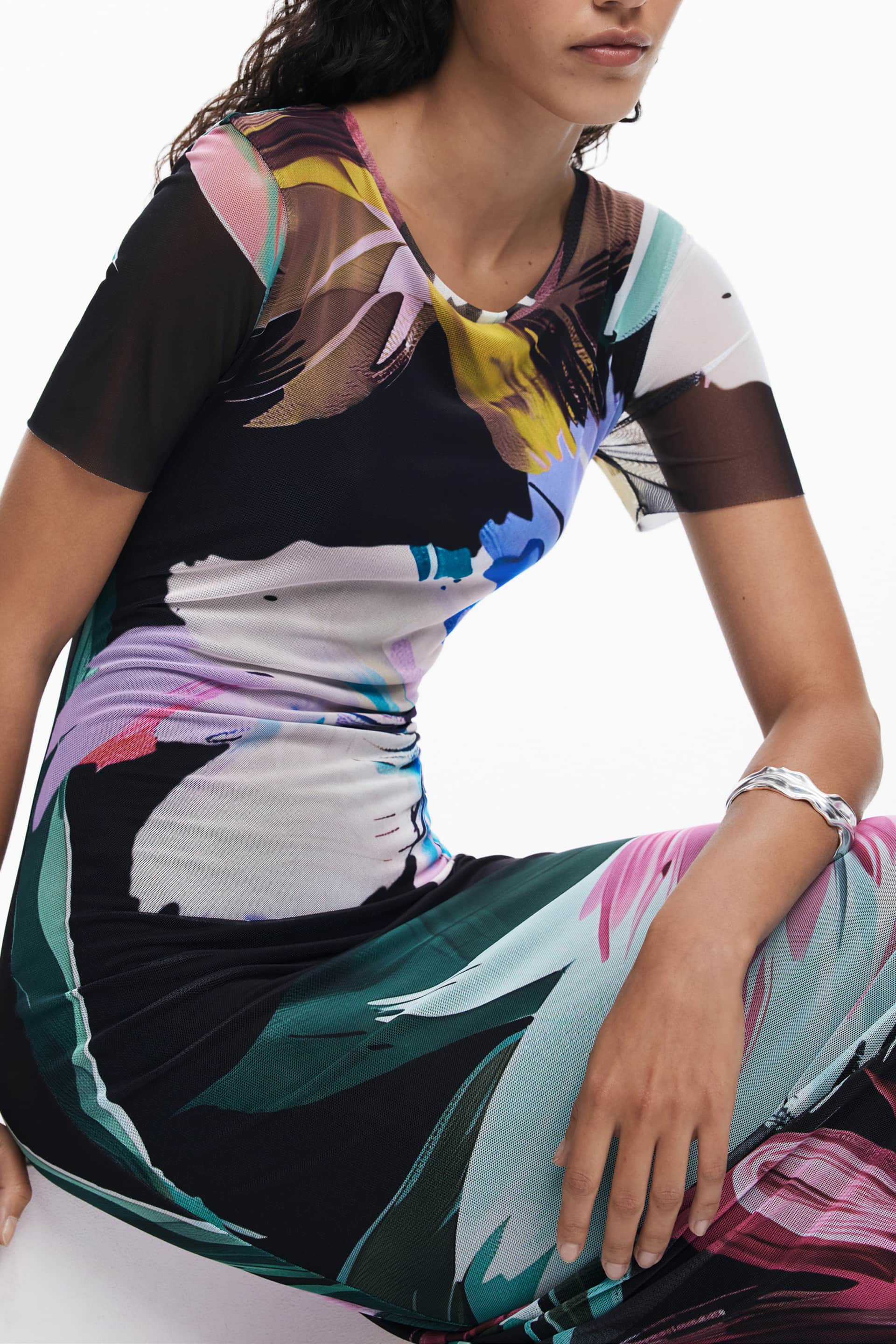 DESIGUAL DAMEN LANG SCHWARZ KLEID