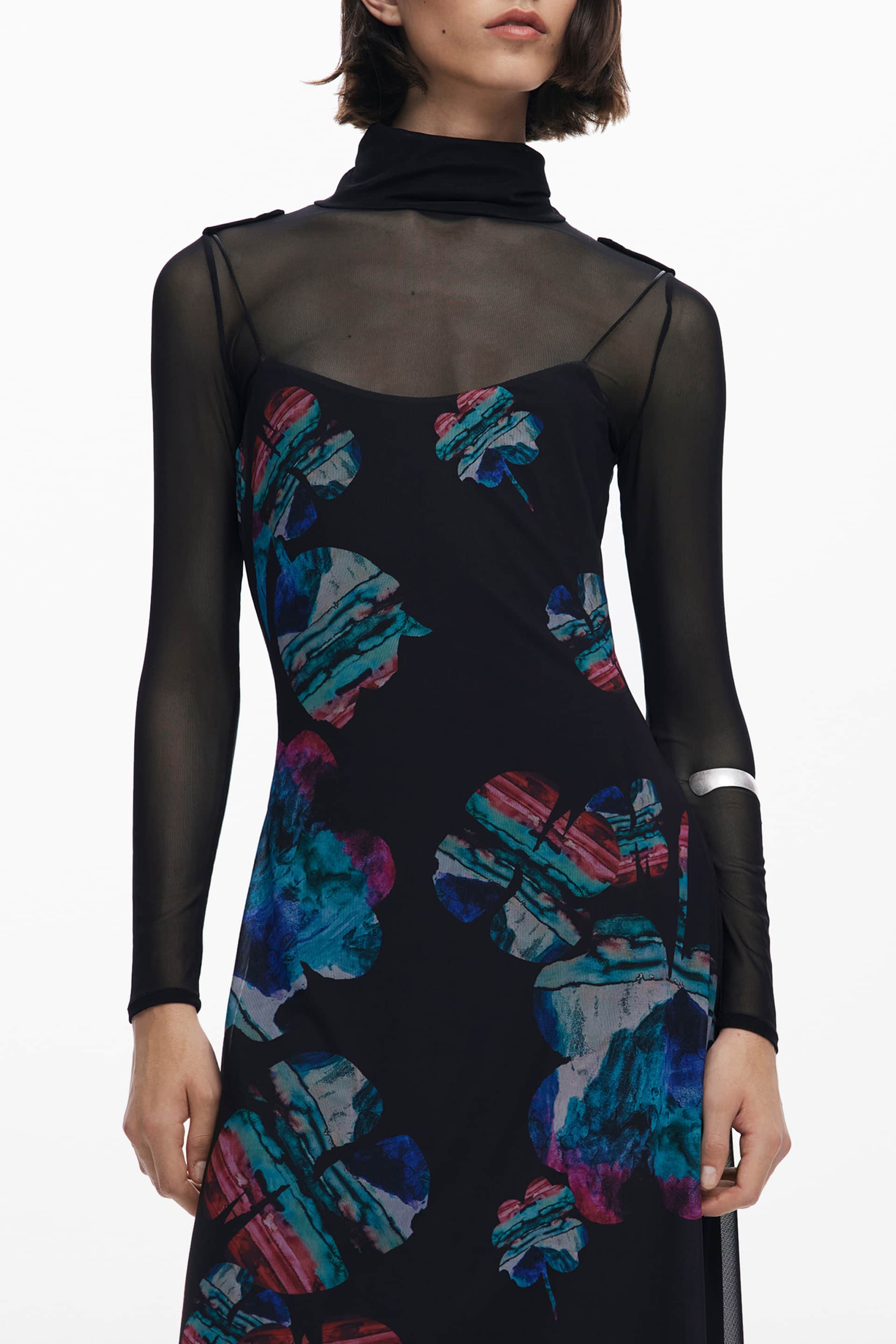 DESIGUAL DAMEN LANG SCHWARZ KLEID