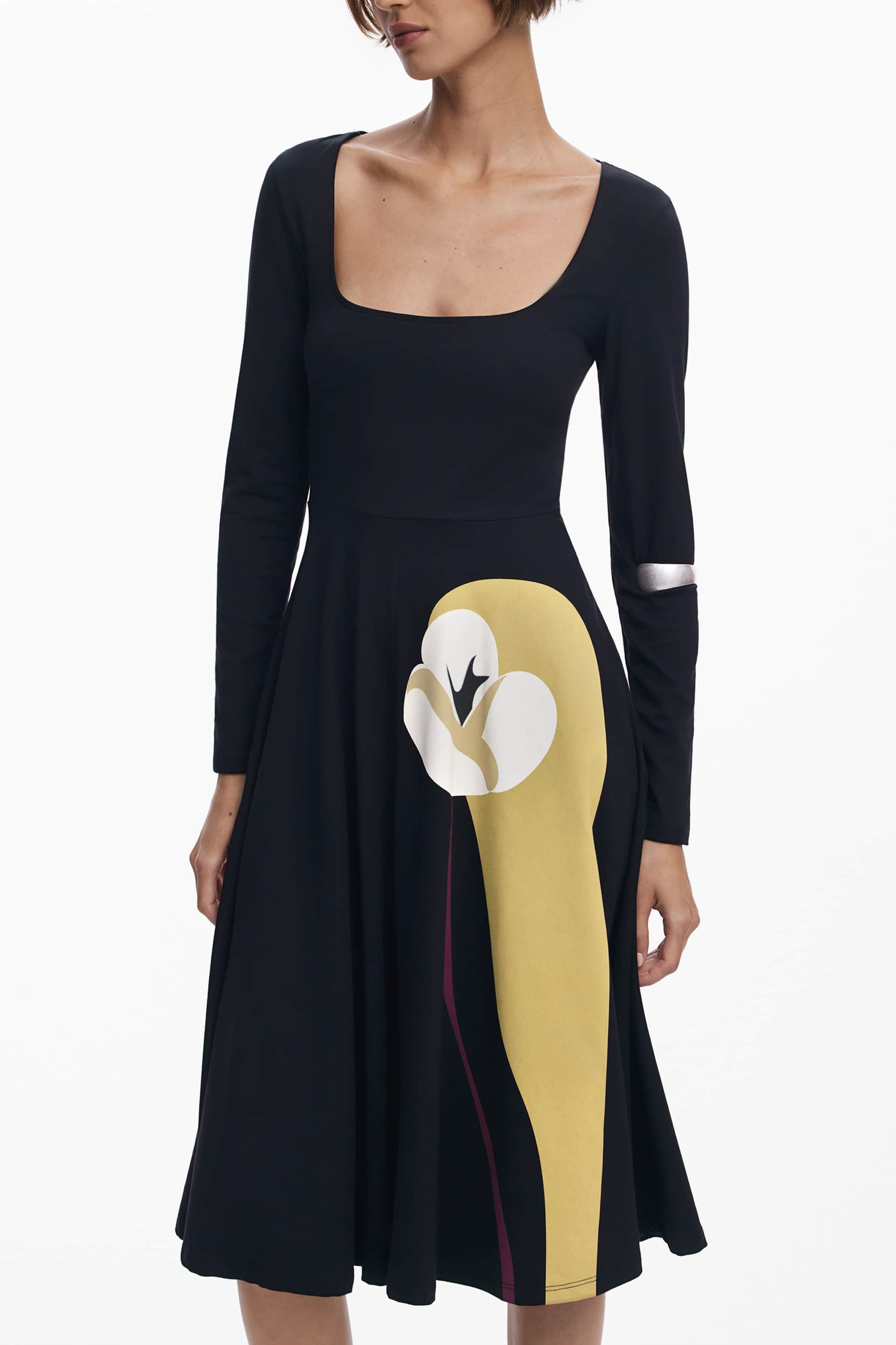 DESIGUAL DAMEN LANG SCHWARZ KLEID