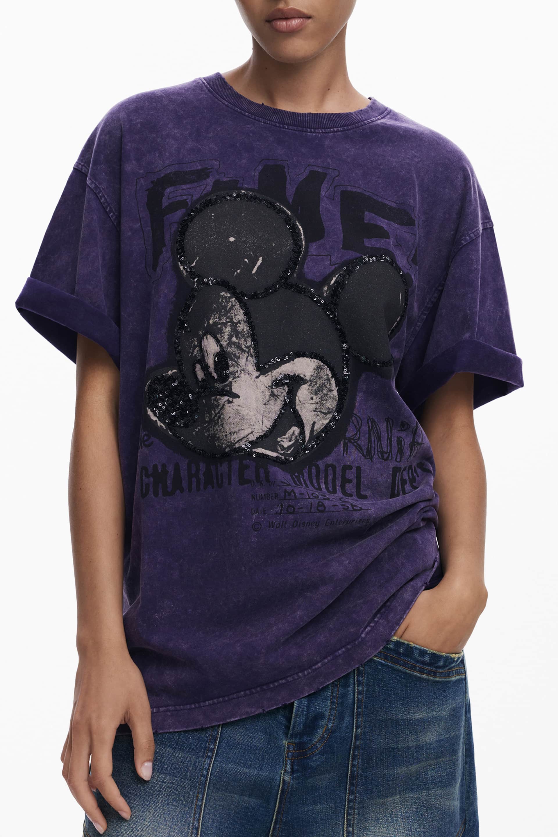 Desigual damen kurzarm t-shirt lila