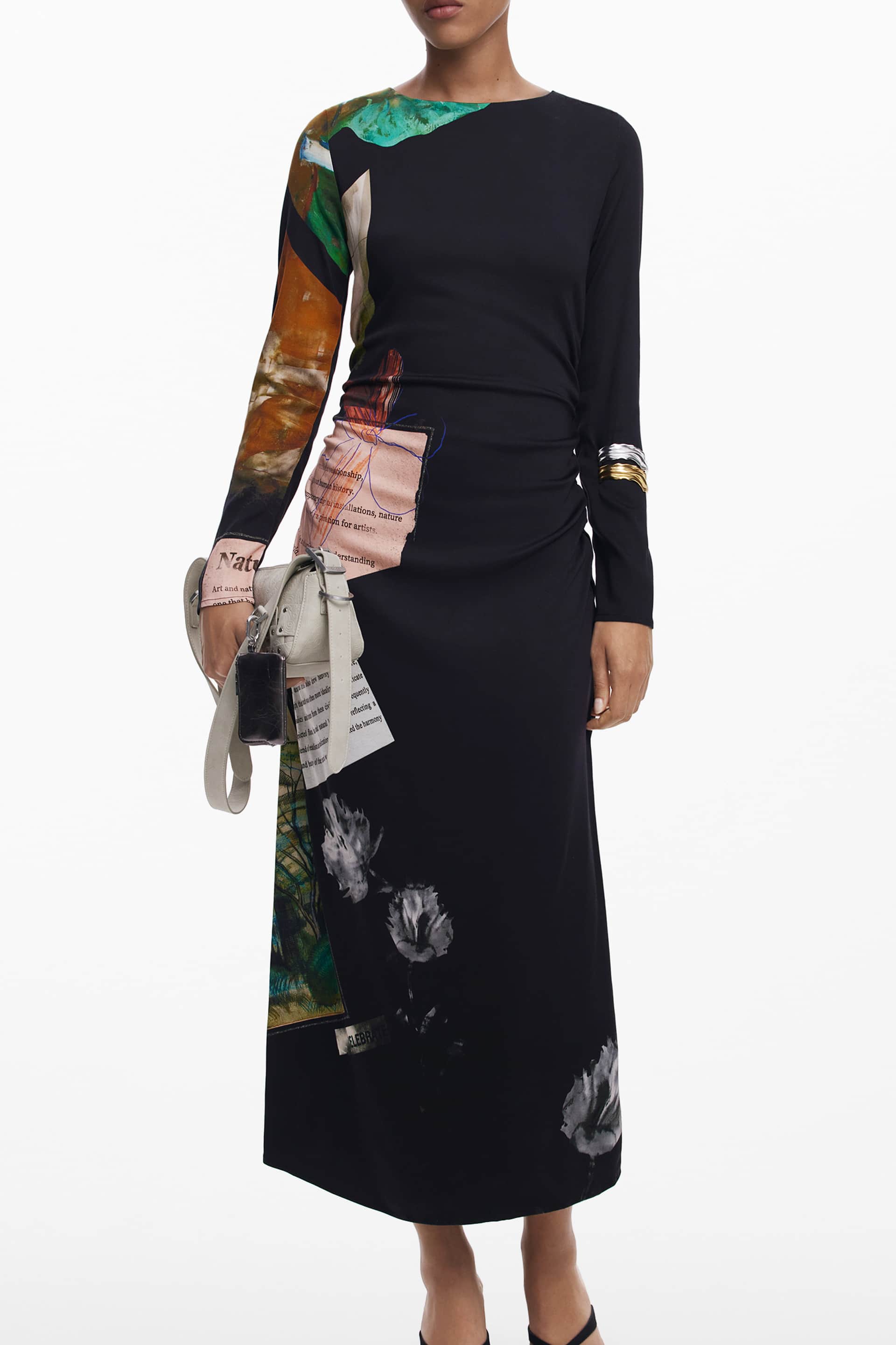 DESIGUAL DAMEN LANG SCHWARZ KLEID