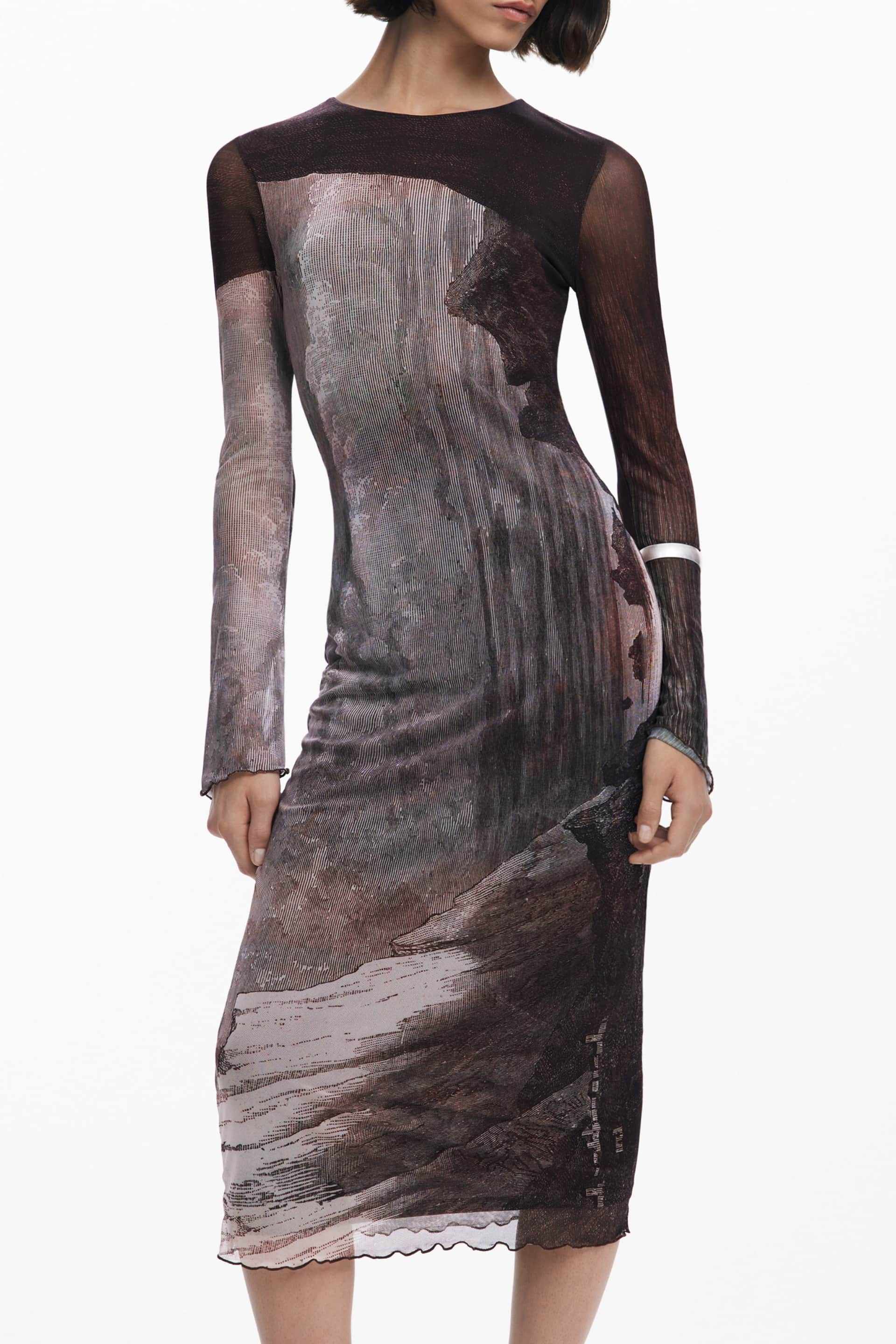 DESIGUAL DAMEN LANG KLEID IN BRAUN