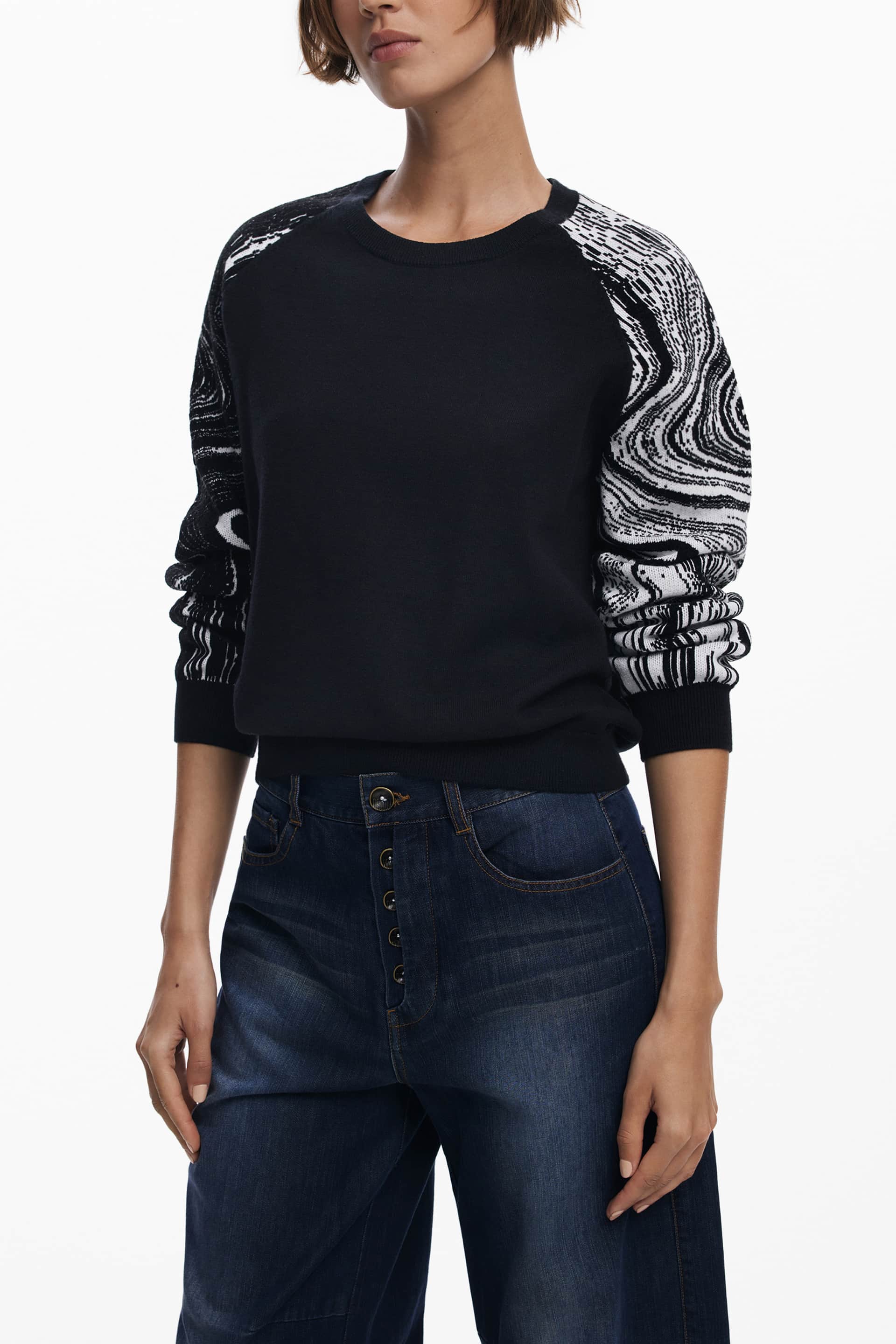 DESIGUAL DAMEN SCHWARZ PULLOVER
