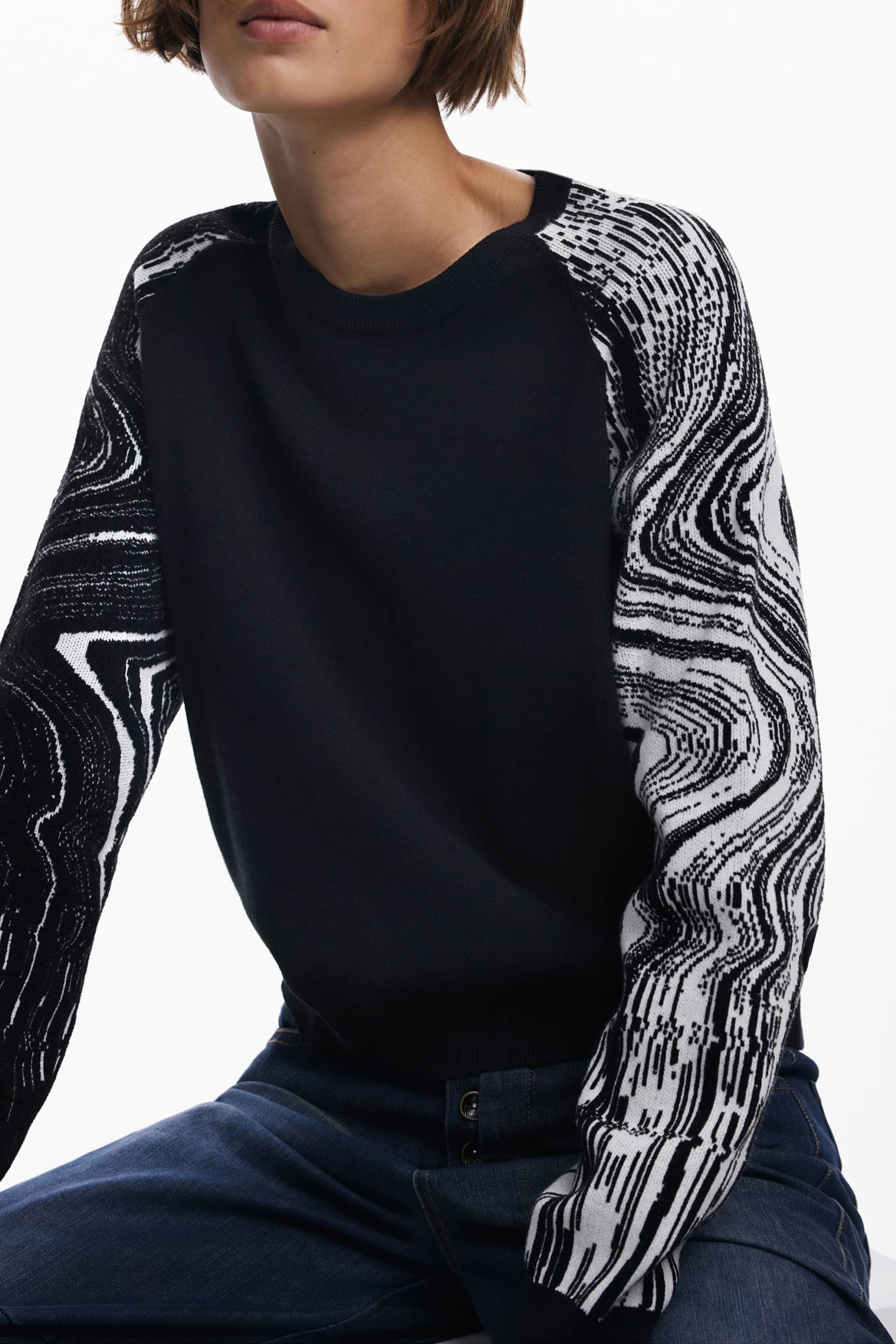 DESIGUAL DAMEN SCHWARZ PULLOVER