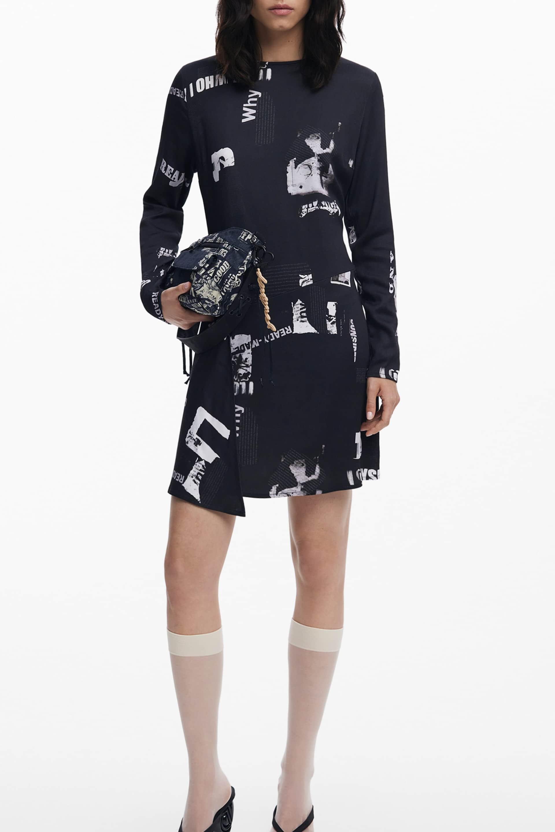 DESIGUAL DAMEN KURZ SCHWARZ KLEID