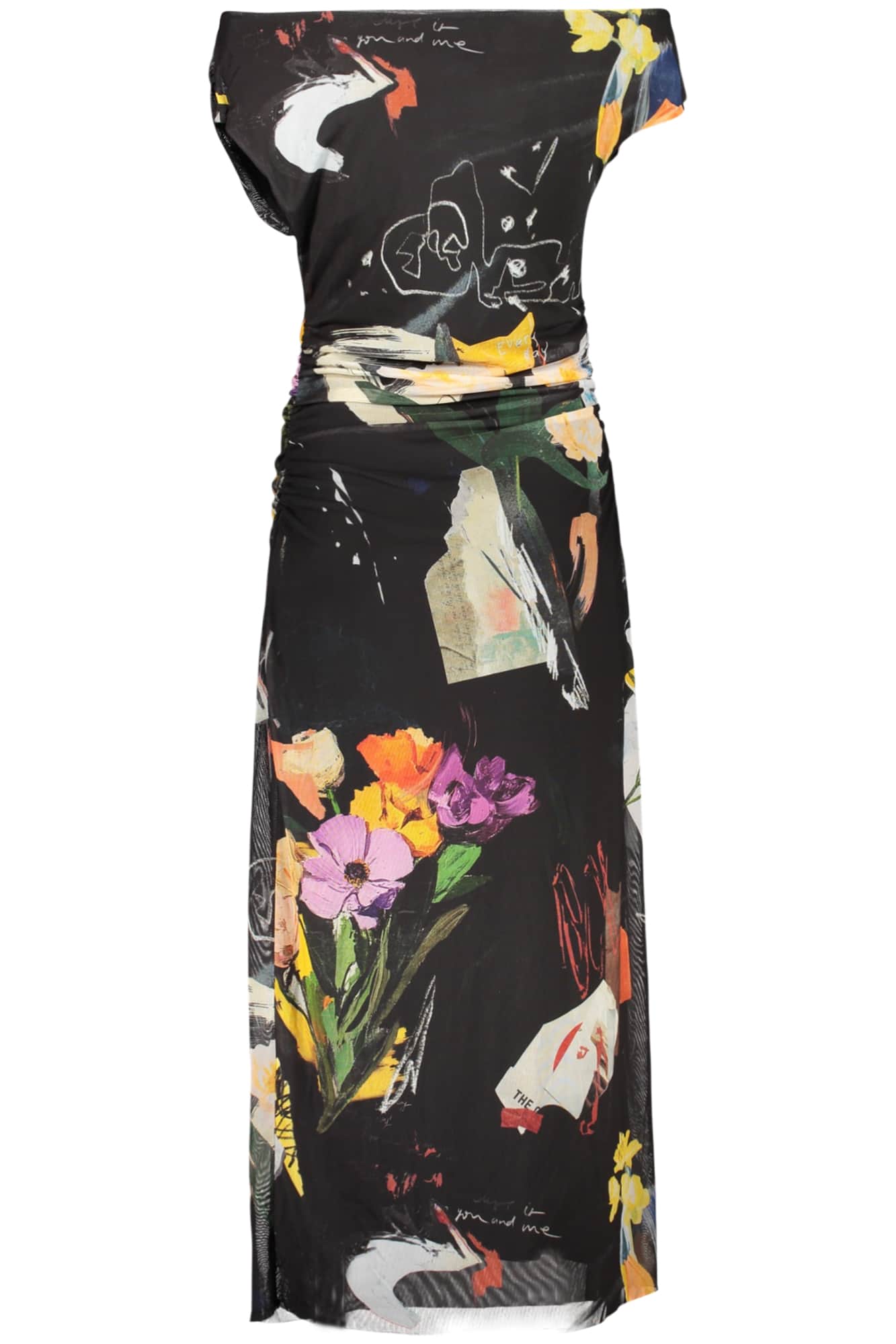 DESIGUAL DAMEN LANG SCHWARZ KLEID