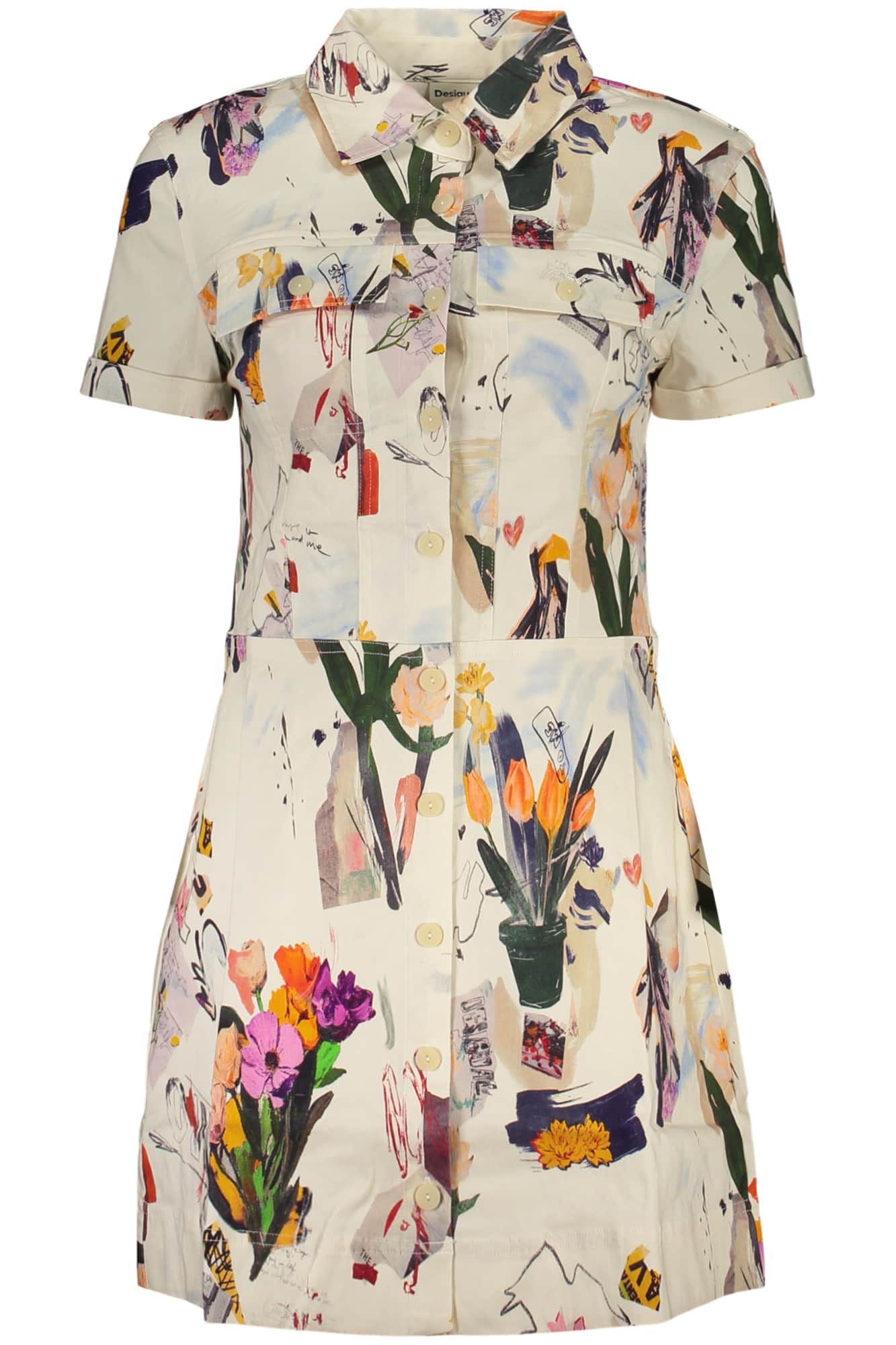 DESIGUAL DAMEN KURZ KLEID WEISS