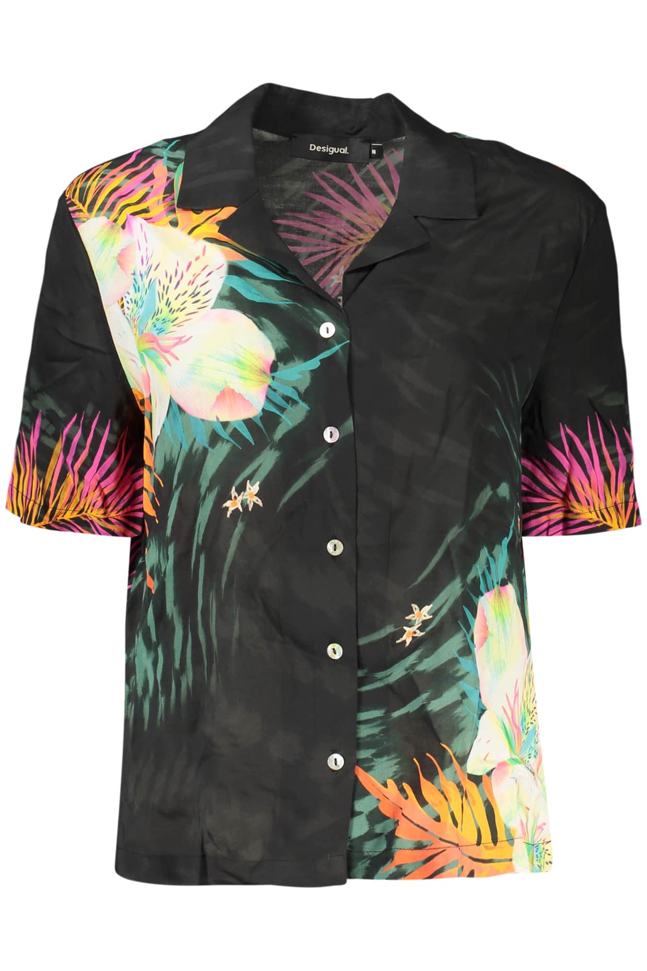 DESIGUAL DAMEN KURZARM SHIRT SCHWARZ