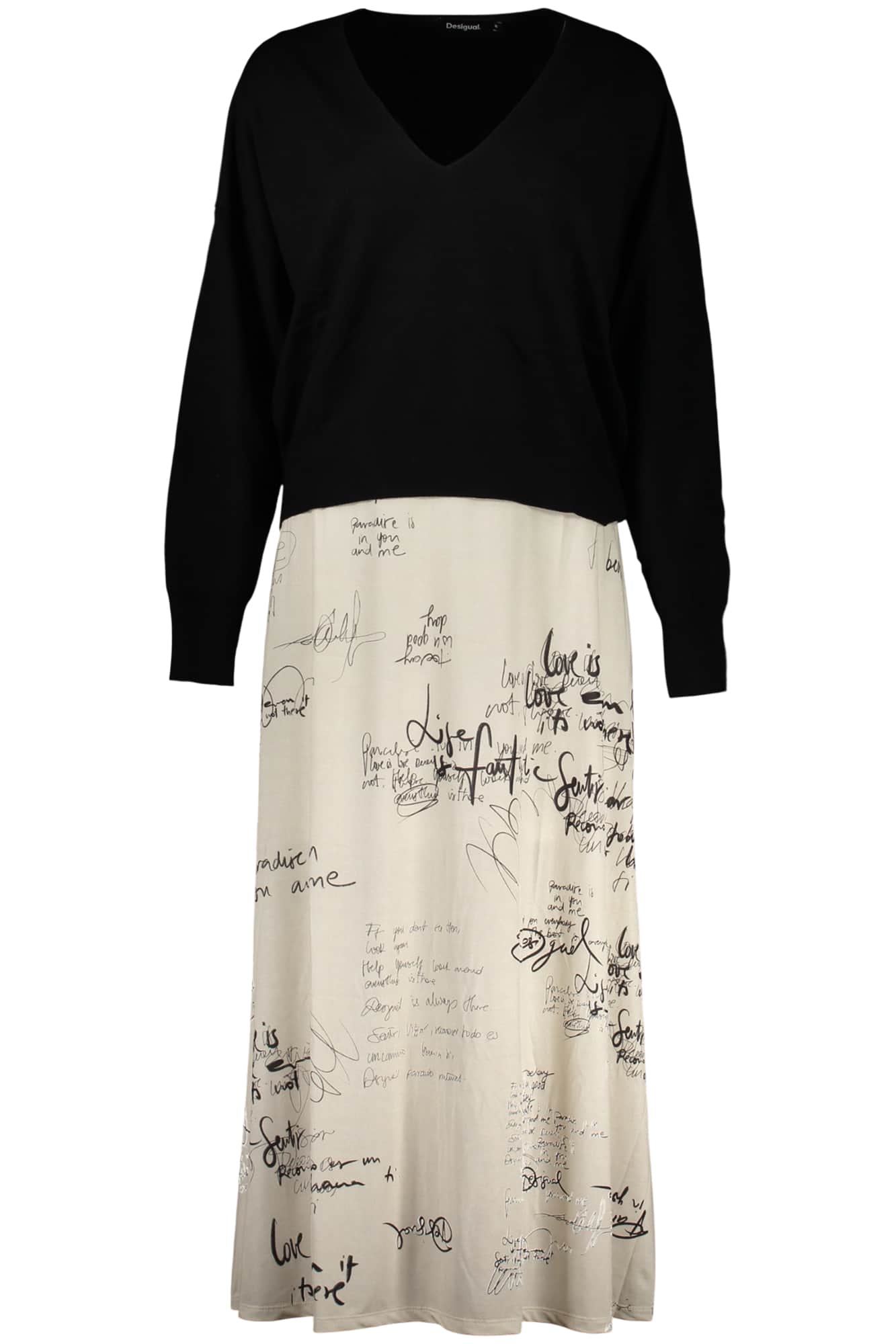 Desigual damen lang kleid weiss