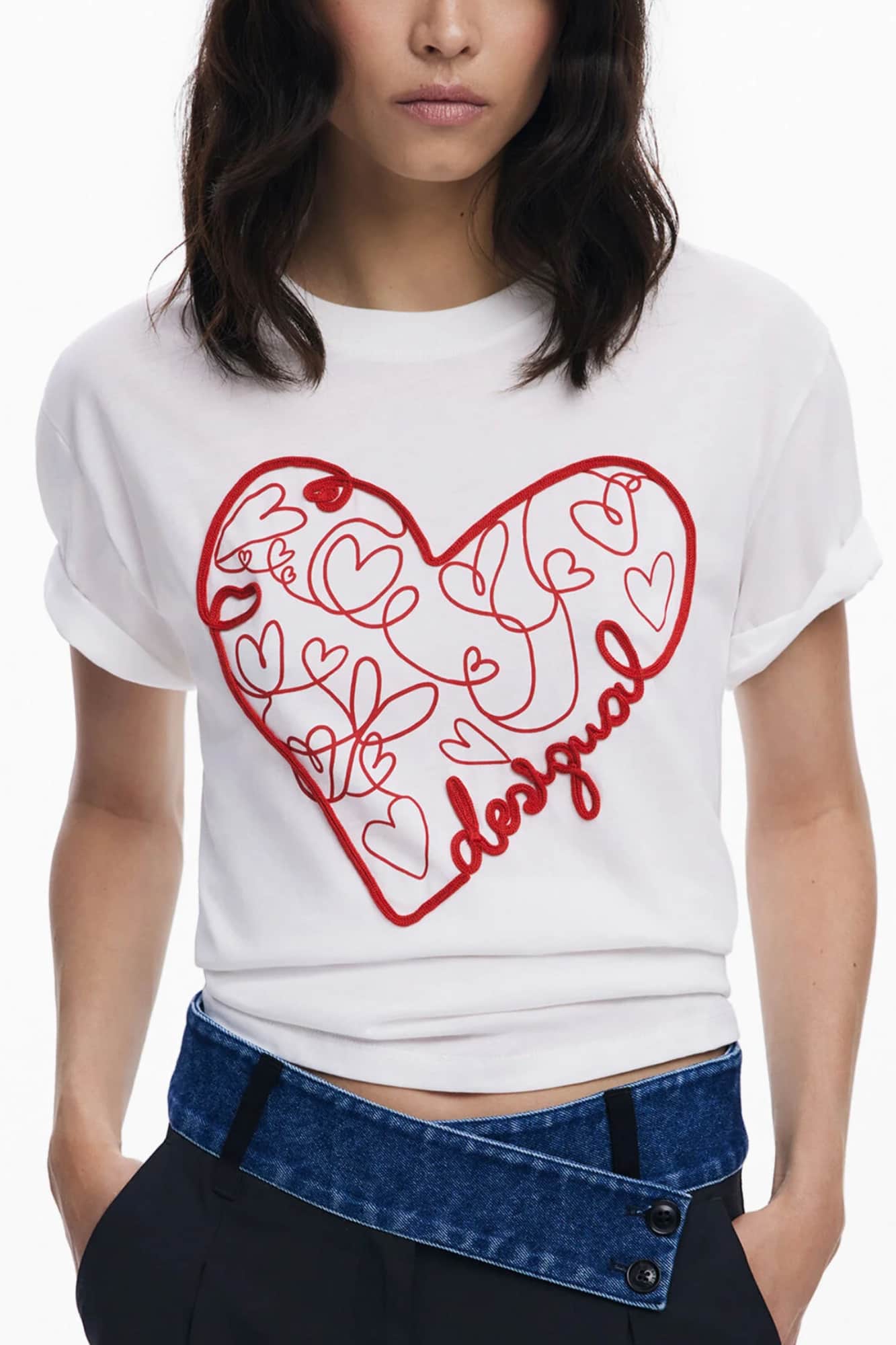 Desigual damen kurzarm t-shirt weiss