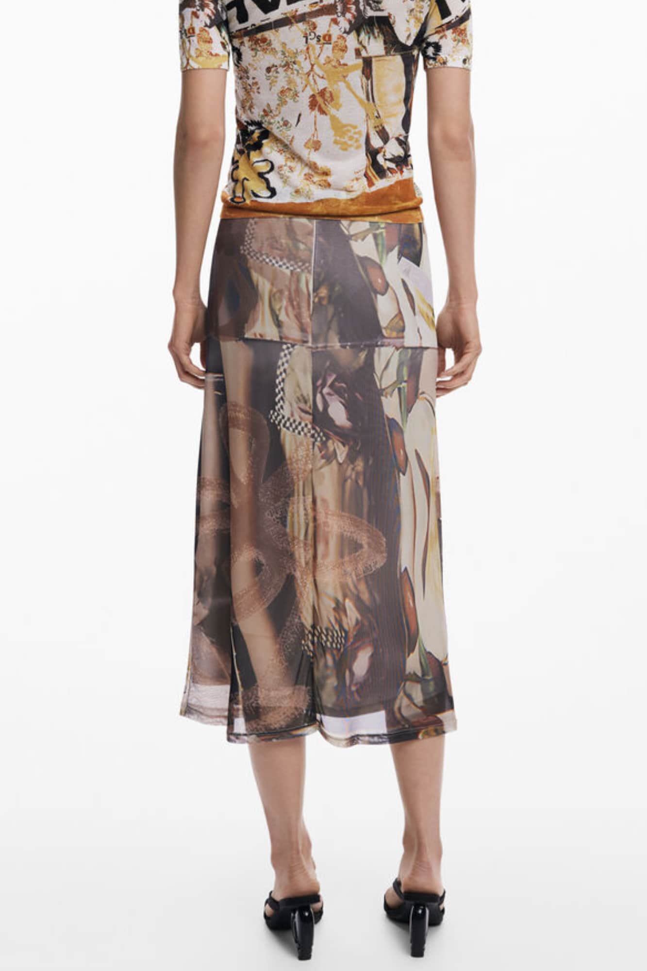 Desigual damen beige midirock