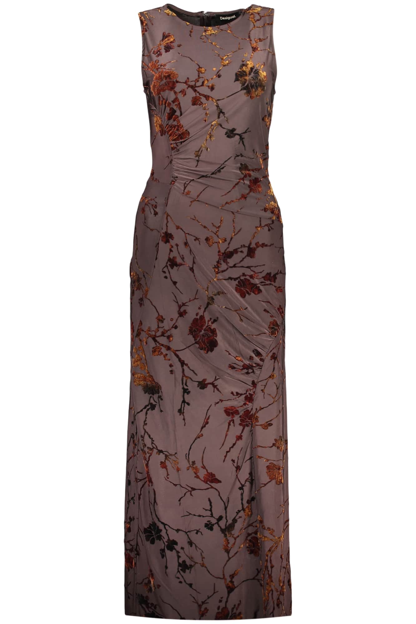 Desigual damen lang kleid in braun