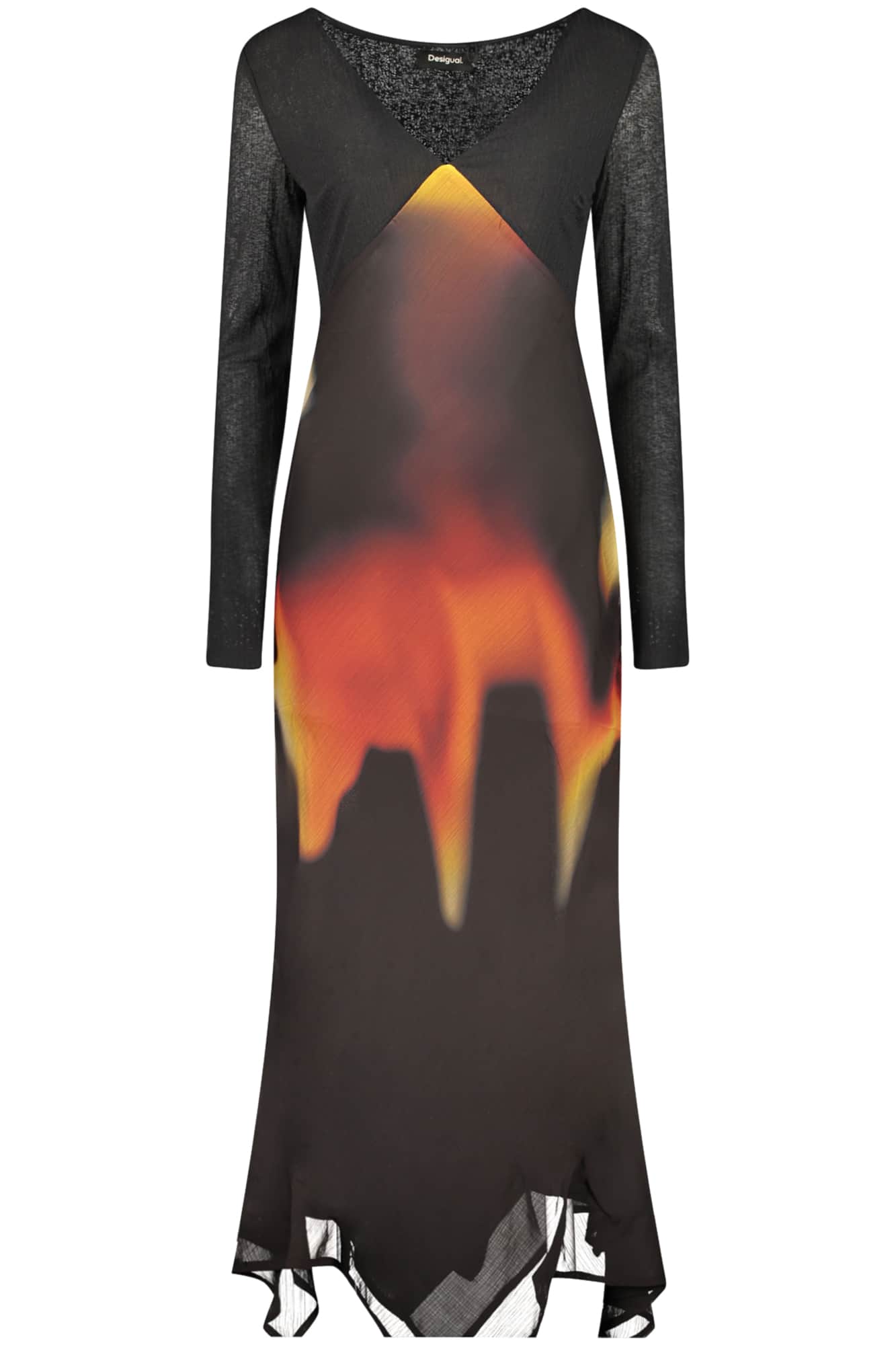 Desigual damen lang schwarz kleid