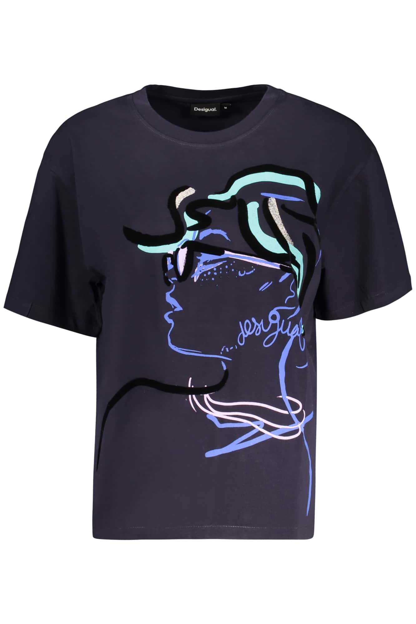 Desigual damen kurzarm t-shirt blau