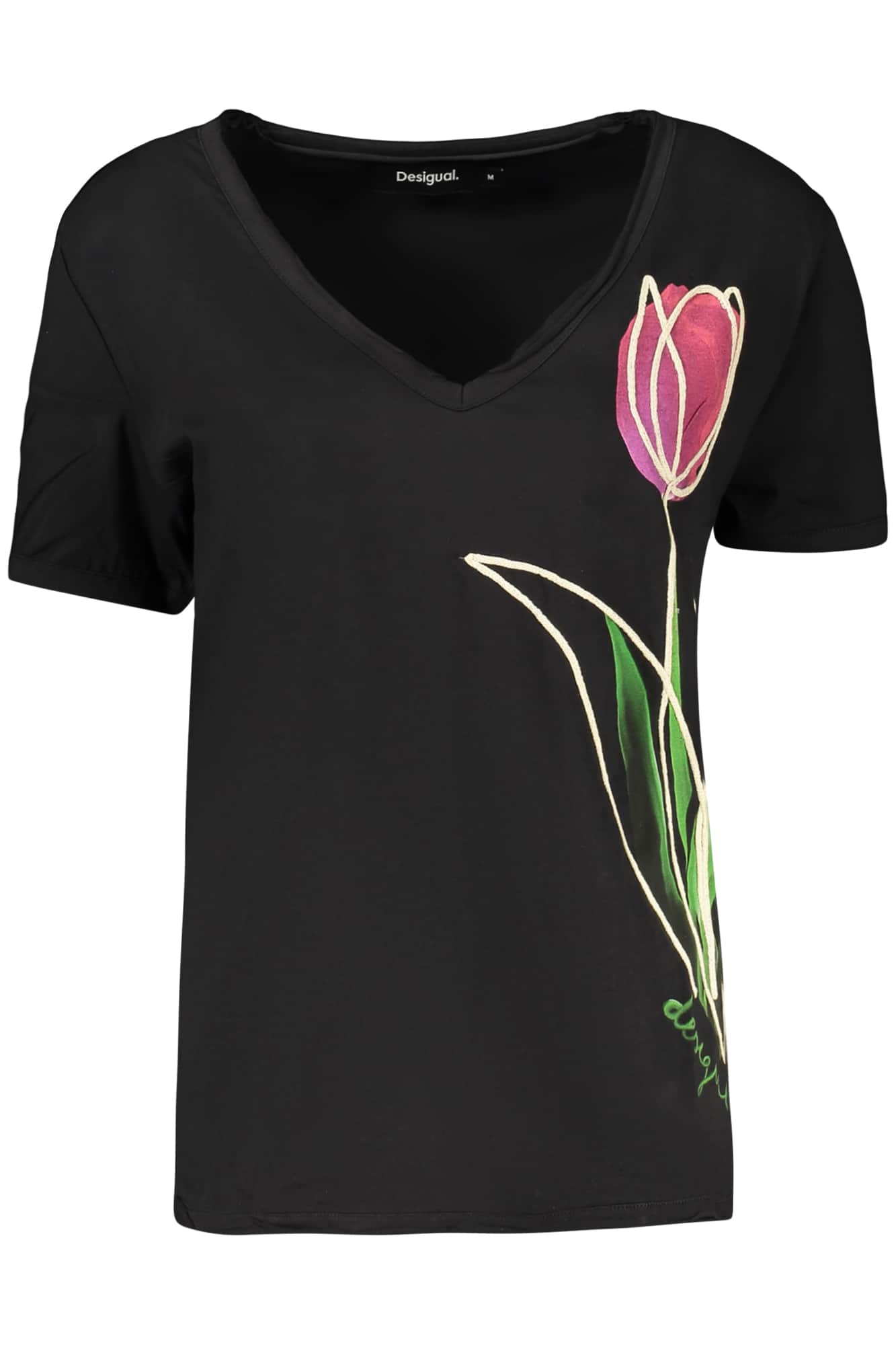 Desigual damen kurzarm t-shirt schwarz