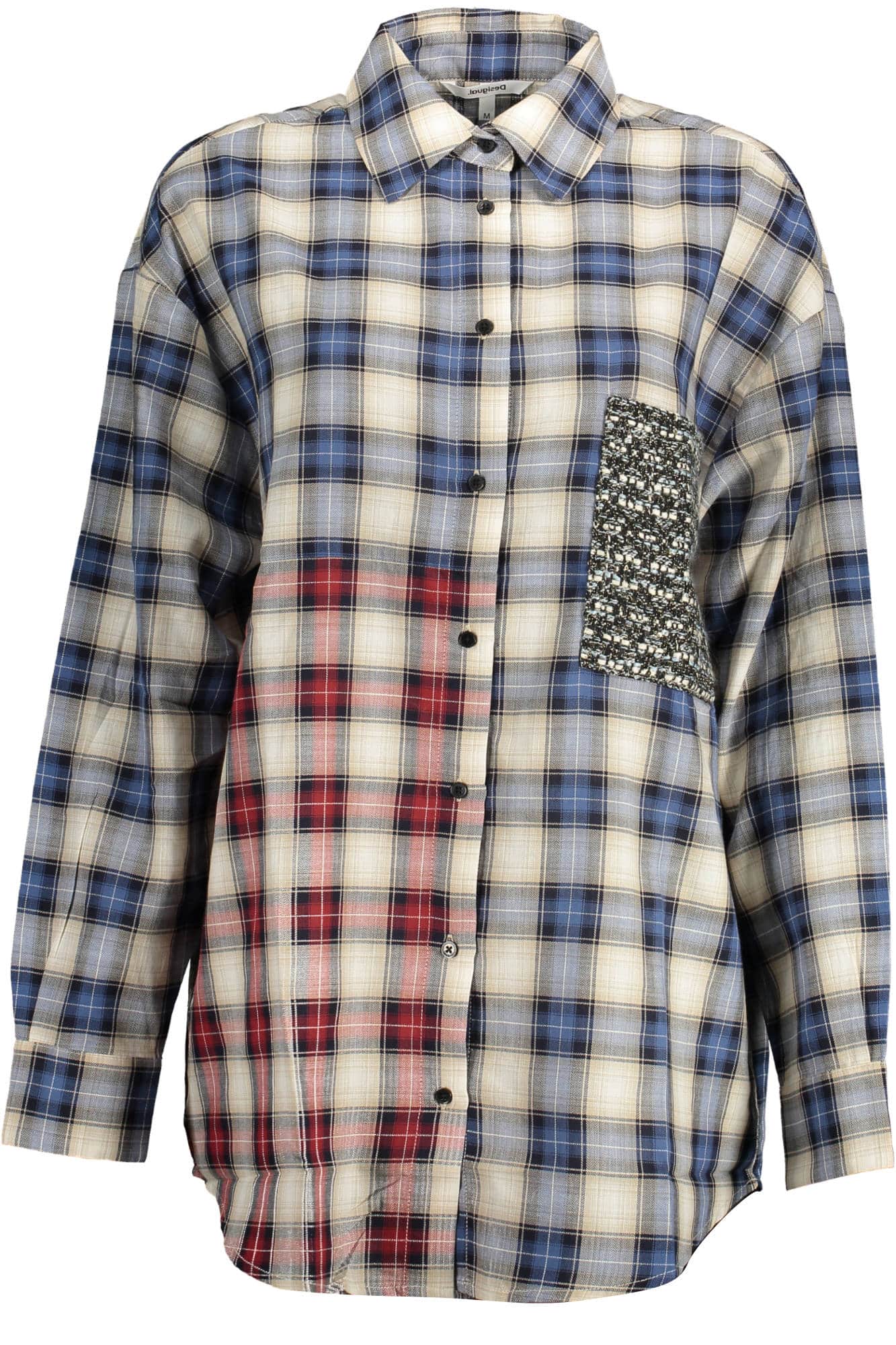 DESIGUAL LANGARM SHIRT DAMEN BLAU