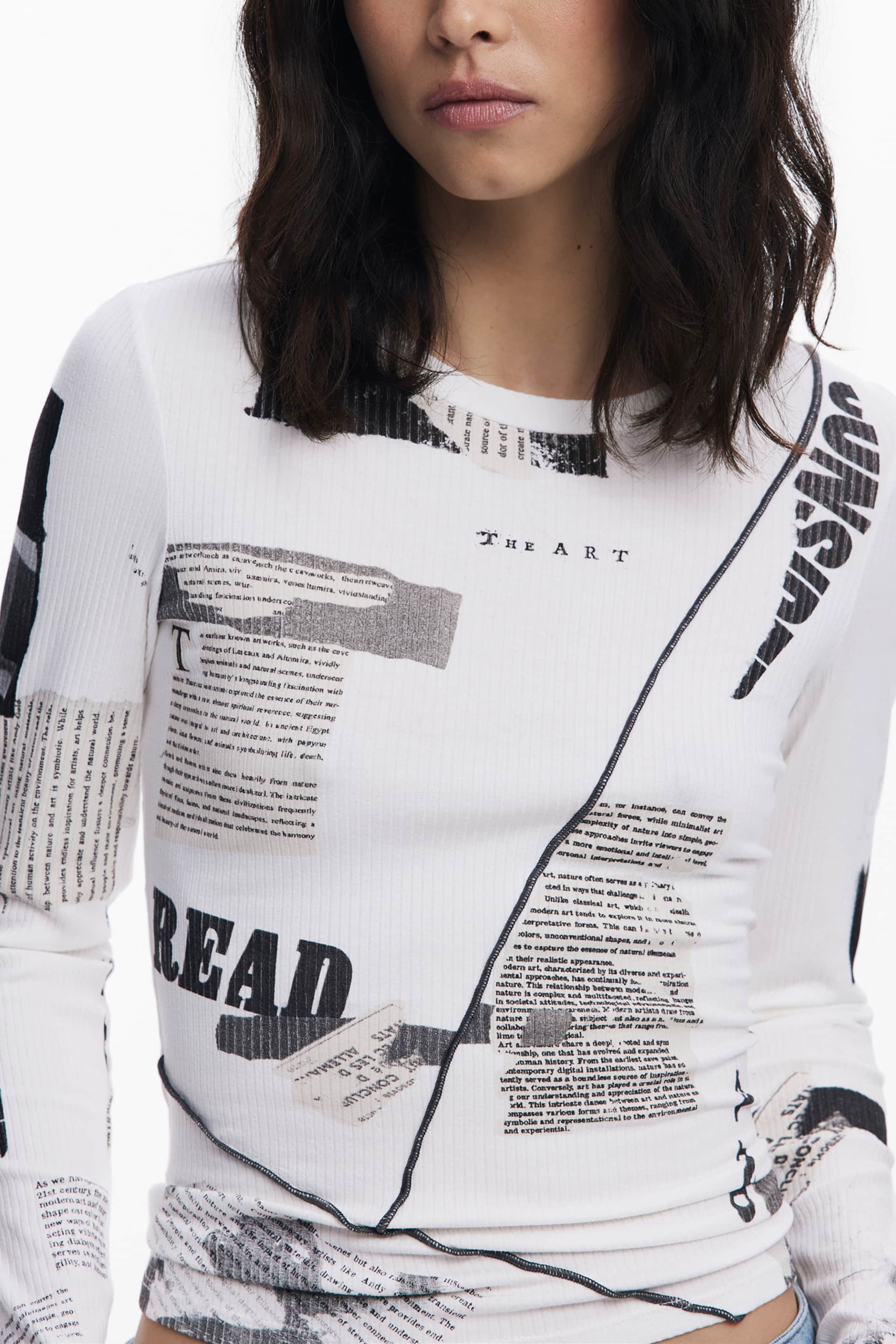 Desigual damen langarm t-shirt weiss